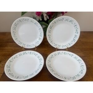 Vintage‎ Corelle Country Cottage Salad Plates Blue Green Hearts USA Set Retro4